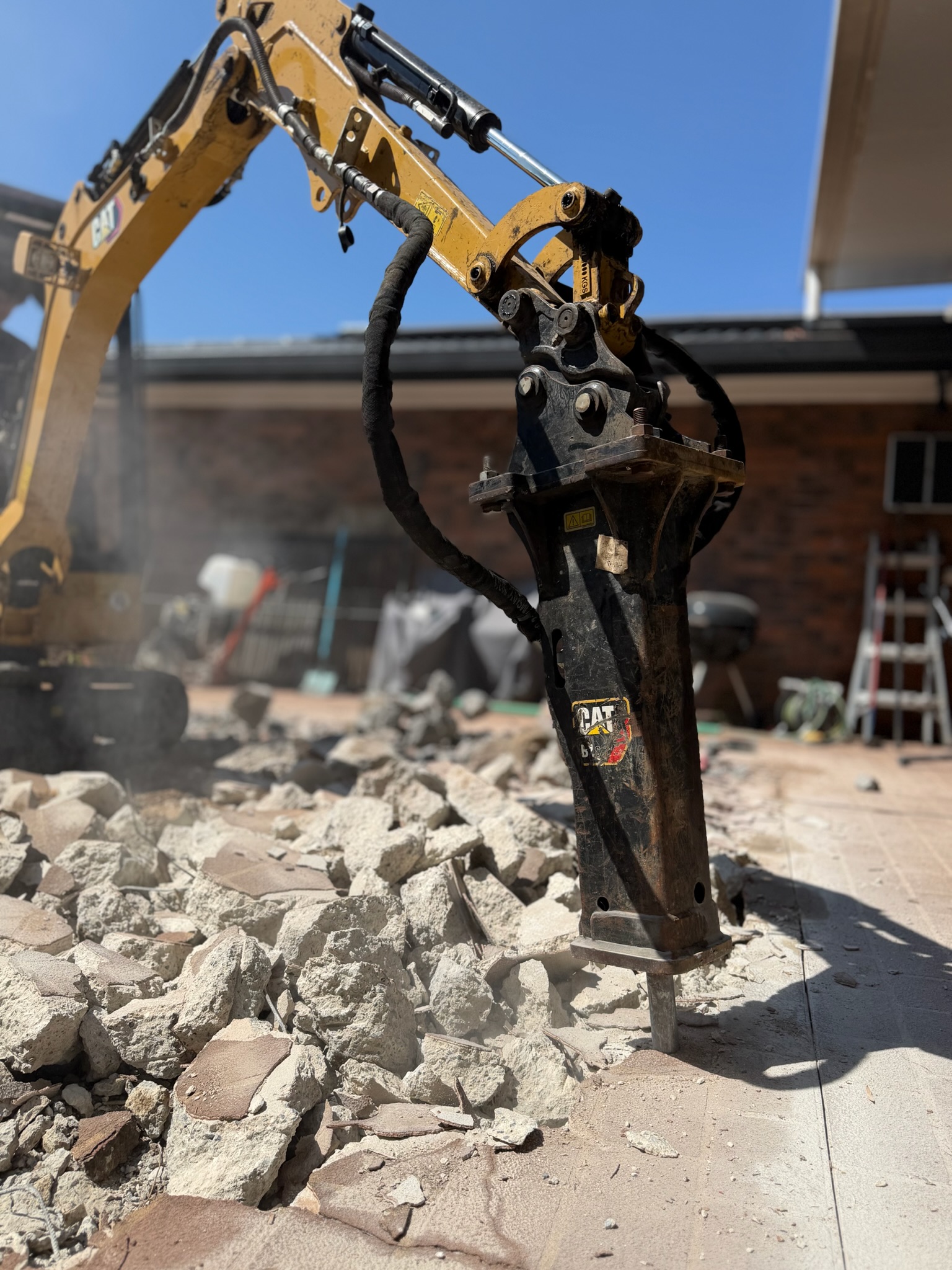 Rock breaker closeup